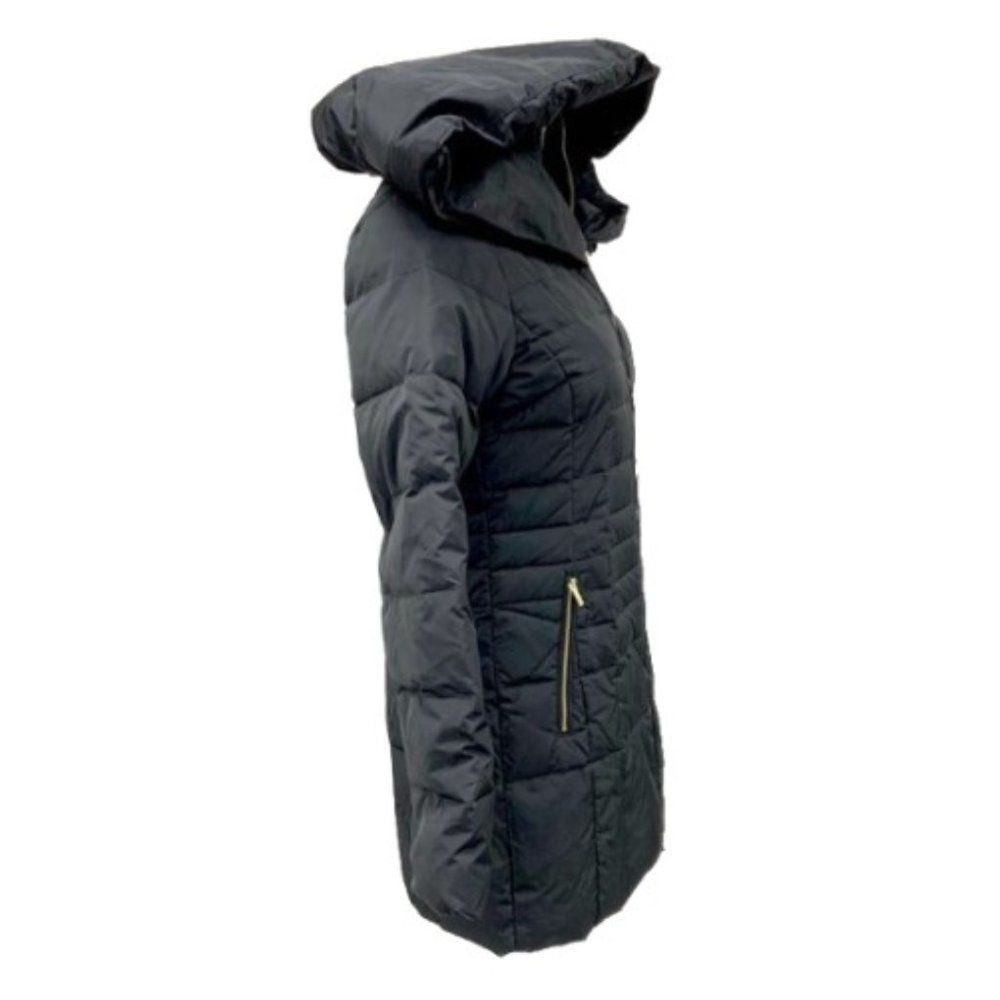 Black Cole Haan Long Hooded Puffer Coat - XS - Picture 4 of 7